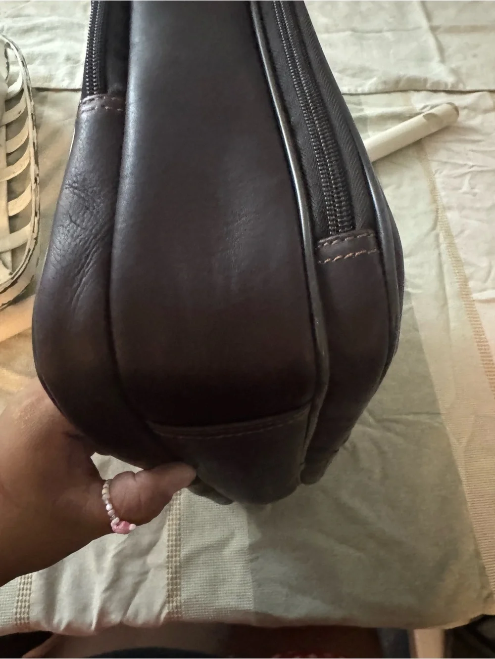 Heritage Dark Brown Leather Briefcase with Gold Hardware